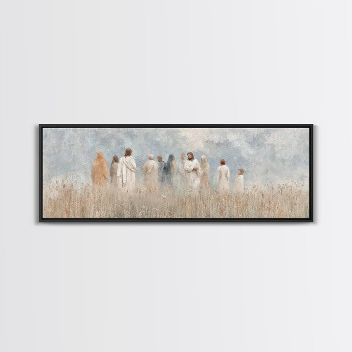 Gathered In Grace | Framed Canvas Print | Panoramic Art | Christian Wall Art | Christian Art Painting | Jesus Art Print | Christian Decor