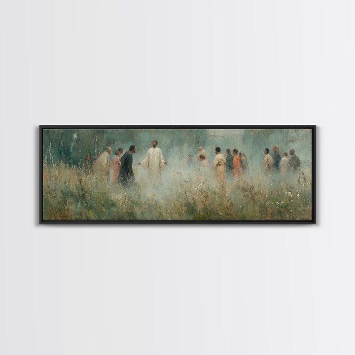 Mist Of Revelation, Framed Canvas Print, Christian Wall Art, Jesus Painting, Christian Art Canvas, Panoramic Frame, Vintage Christian Art