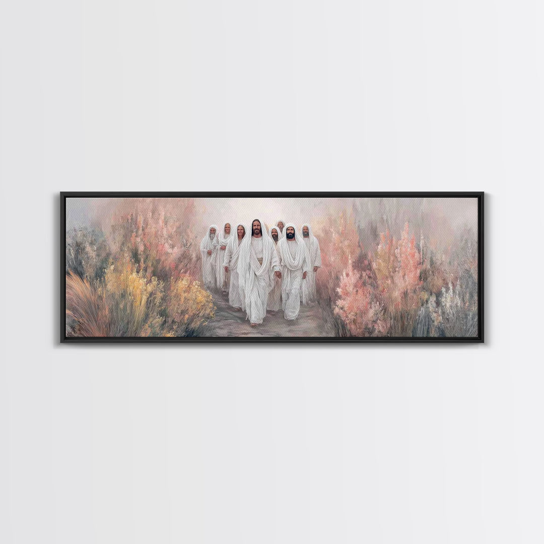 Walking In Glory | Framed Canvas Print | Christian Art Canvas | Christian Wall Art | Jesus Painting | Panoramic Art | Modern Christian Art