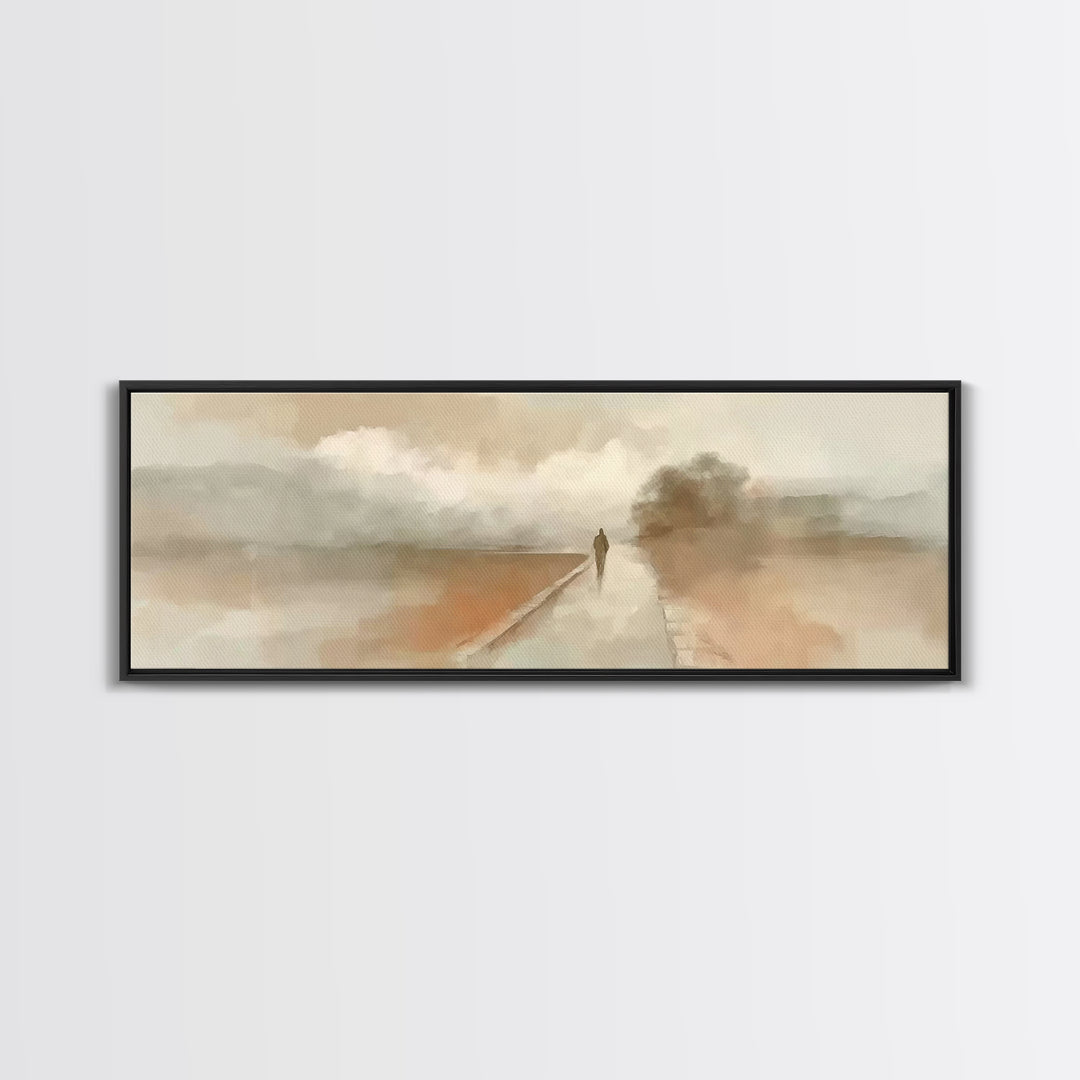 Silent Winter Path – Framed Canvas Print – Christian Wall Art – Christian Art Canvas – Jesus Painting – Panoramic Art – Christmas Art