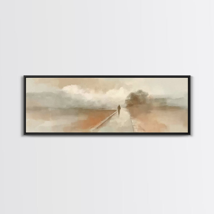 Silent Winter Path – Framed Canvas Print – Christian Wall Art – Christian Art Canvas – Jesus Painting – Panoramic Art – Christmas Art