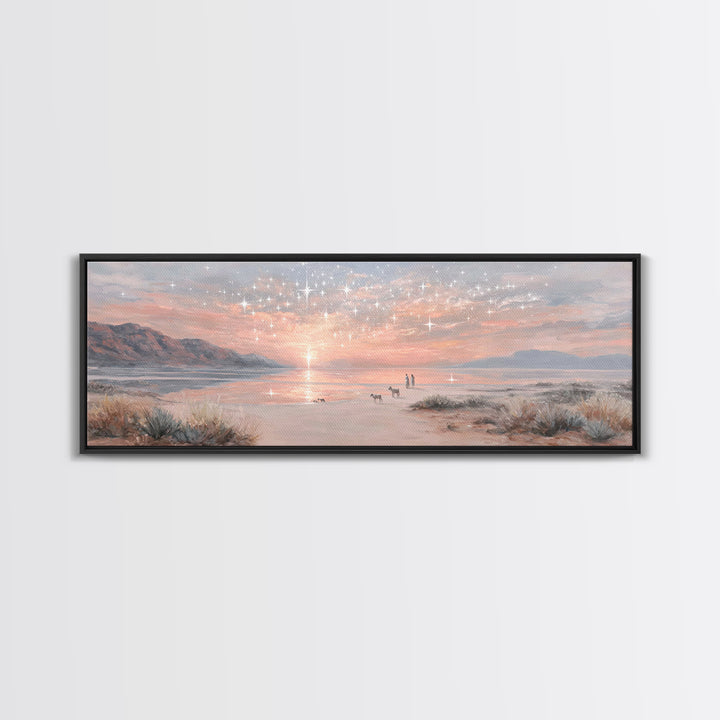 Starry Dawn Promise – Framed Canvas Print – Christian Wall Art – Panoramic Painting – Christian Art Canvas – Christmas Art – Jesus Painting