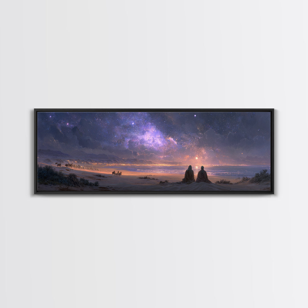 Twilight Wonder Sky, Framed Canvas Print, Panoramic Art, Christian Wall Art, Christian Art Canvas, Jesus Christmas Art, Modern Christian Ar