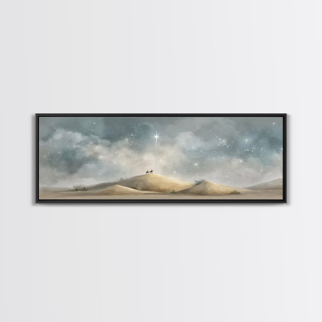 Wandering Star Path | Framed Canvas Print | Christian Wall Art | Panoramic Art | Christian Christmas Art | Christian Art Canvas | Jesus Pai