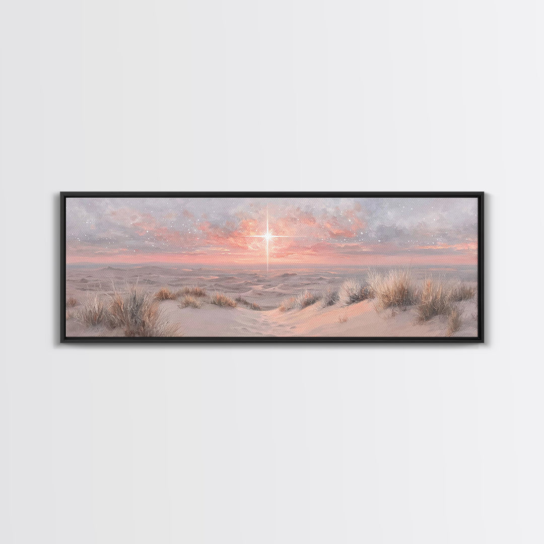 Dawn of Promise – Framed Canvas Print – Panoramic Painting – Christian Art – Christmas Wall Art – Jesus Canvas Art – Christian Gift Ideas