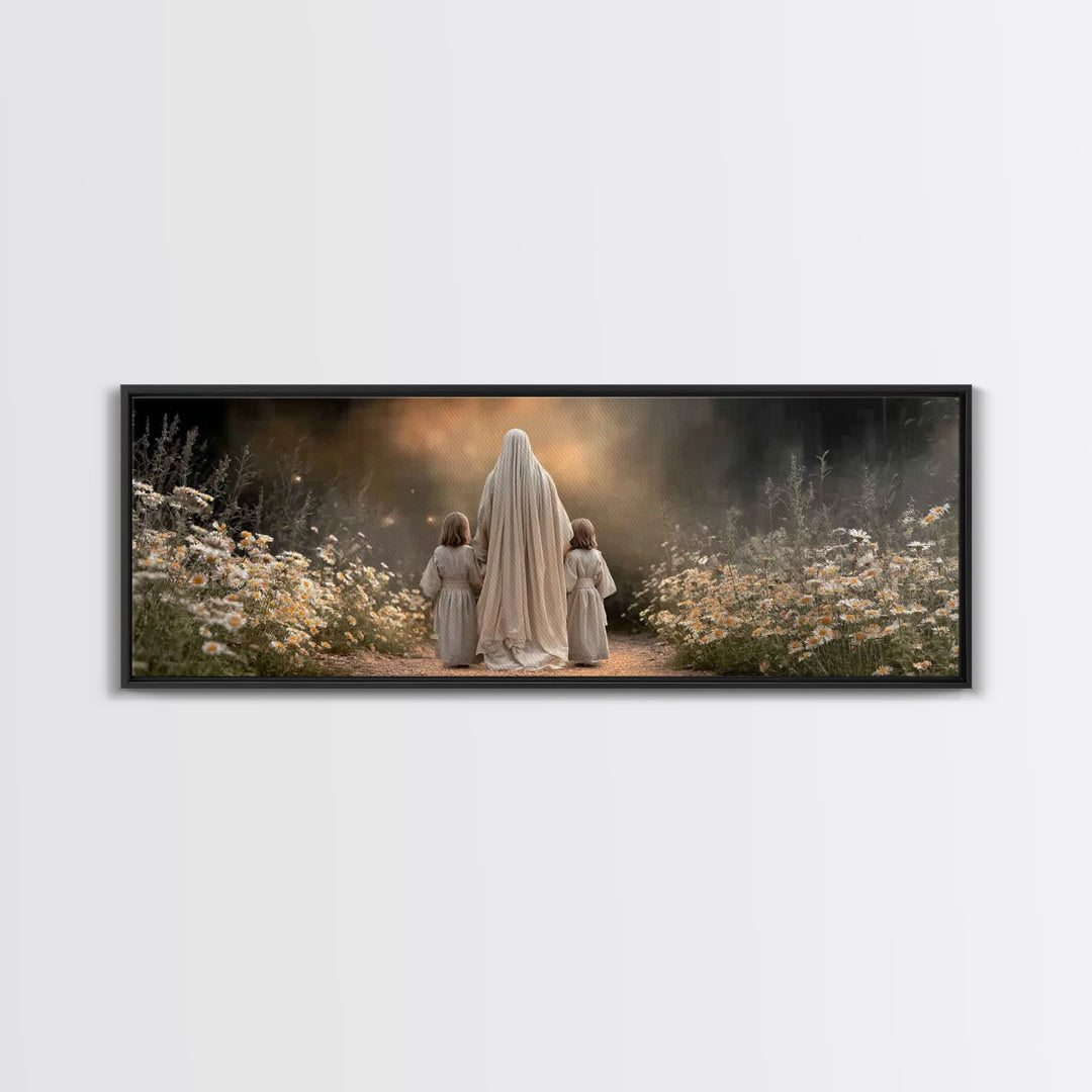 Garden of Peace | Framed Canvas Print | Panoramic Wall Art | Christian Art Canvas | Jesus Painting | Christian Decor | Christmas Art
