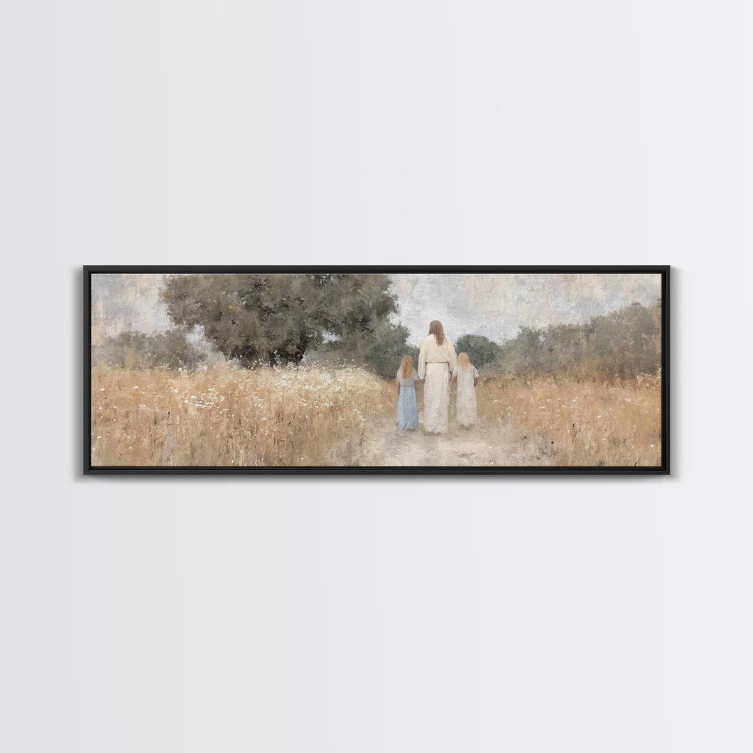 Silent Faith Journey | Framed Canvas Print | Panoramic Painting | Christian Art | Jesus Painting | Christian Christmas Art | Christian Wall