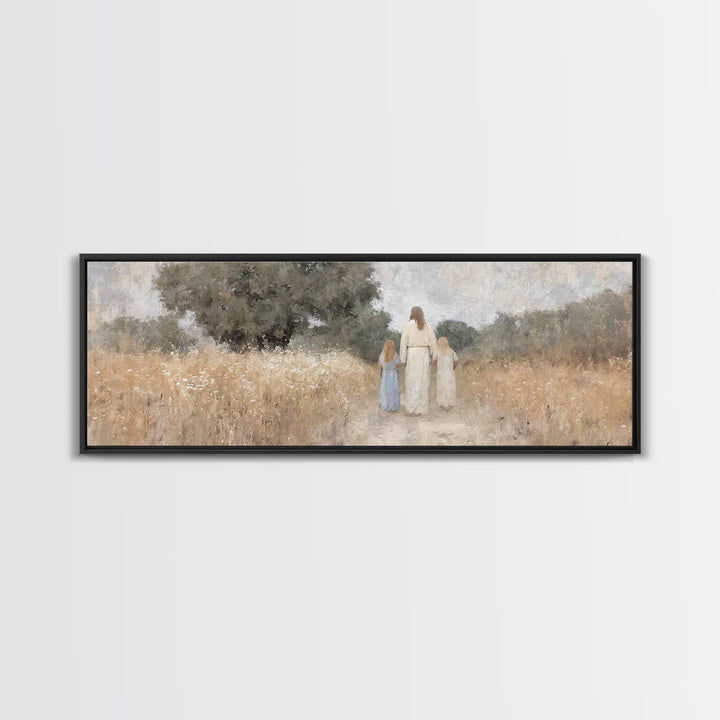 Silent Faith Journey | Framed Canvas Print | Panoramic Painting | Christian Art | Jesus Painting | Christian Christmas Art | Christian Wall