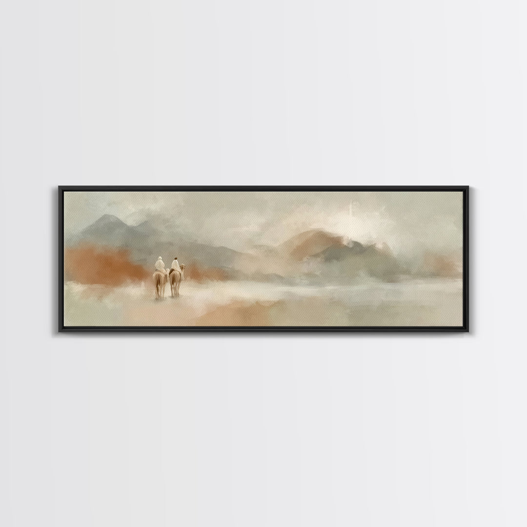 Desert Wayfarers | Framed Canvas Print | Panoramic Painting | Christian Art Canvas | Christian Art | Christian Wall Art | Large Christian P