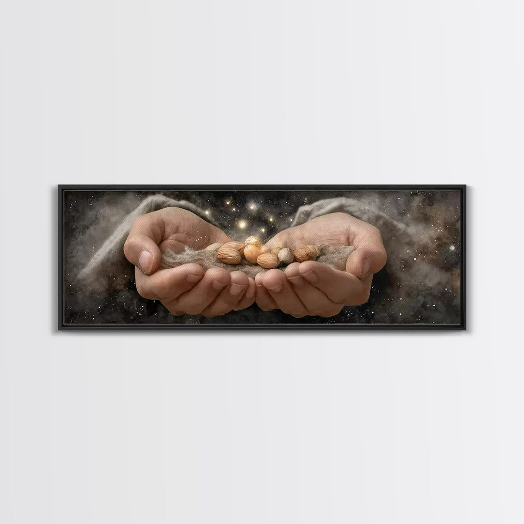 Celestial Offering – Framed Canvas Print – Panoramic Painting – Christian Wall Art – Jesus Art Print – Christian Art Canvas – Christmas Art