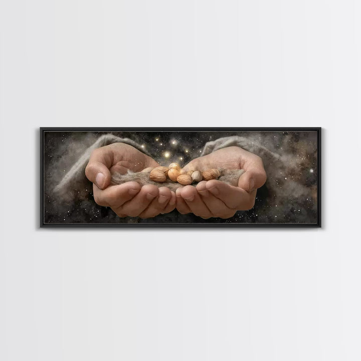 Celestial Offering – Framed Canvas Print – Panoramic Painting – Christian Wall Art – Jesus Art Print – Christian Art Canvas – Christmas Art
