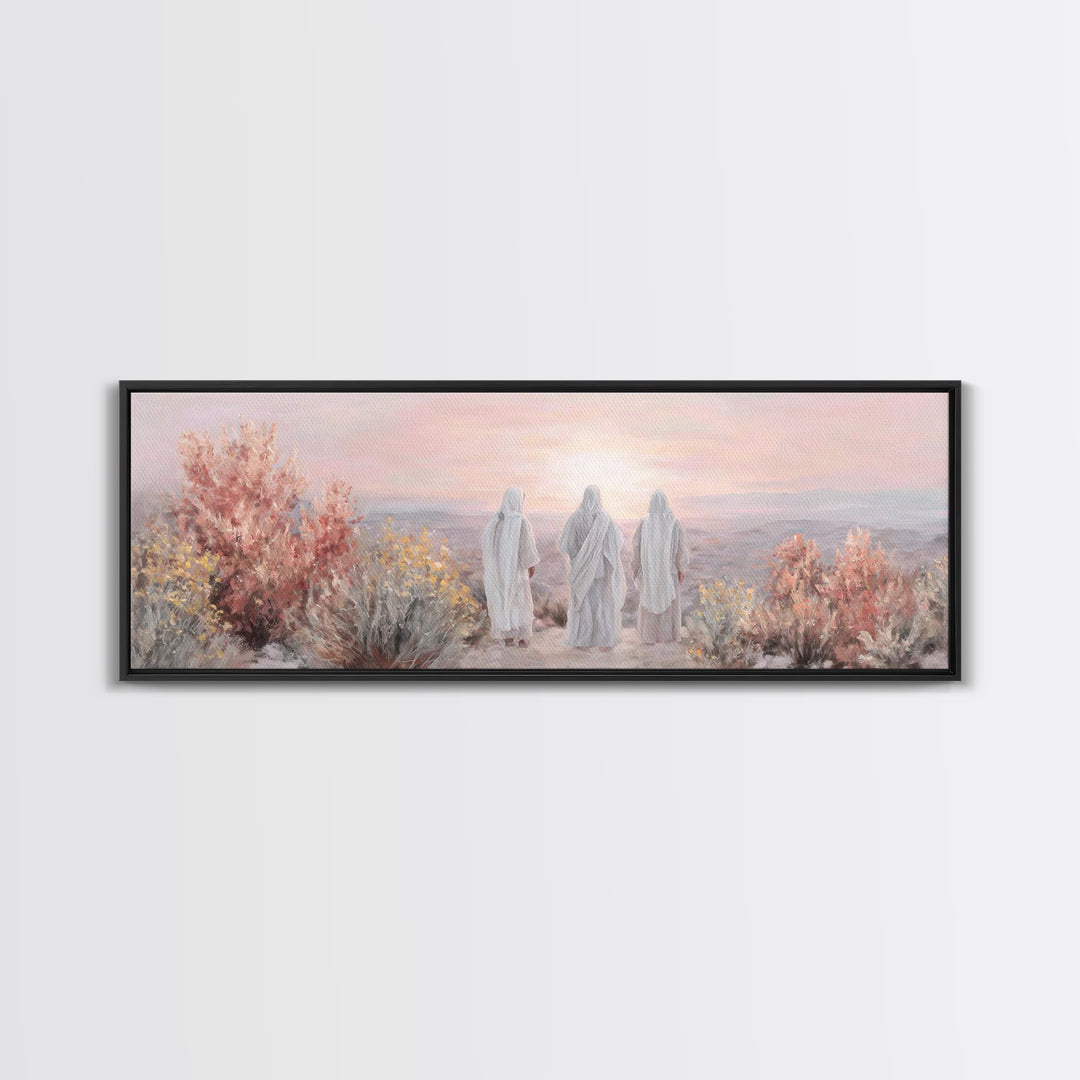 Three At Dawn – Framed Canvas Print – Panoramic Frame – Christian Art Canvas – Christian Art – Christian Wall Art – Modern Christian Painti