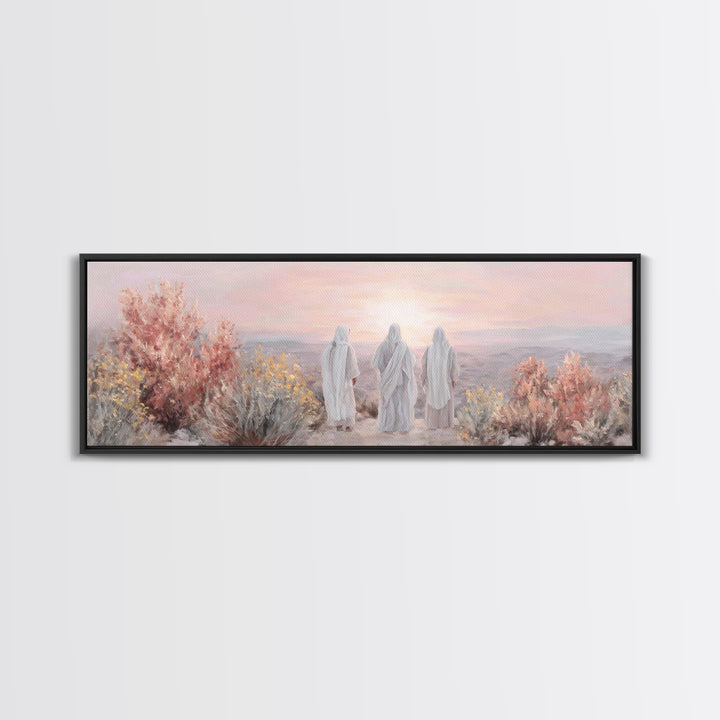 Three At Dawn – Framed Canvas Print – Panoramic Frame – Christian Art Canvas – Christian Art – Christian Wall Art – Modern Christian Painti