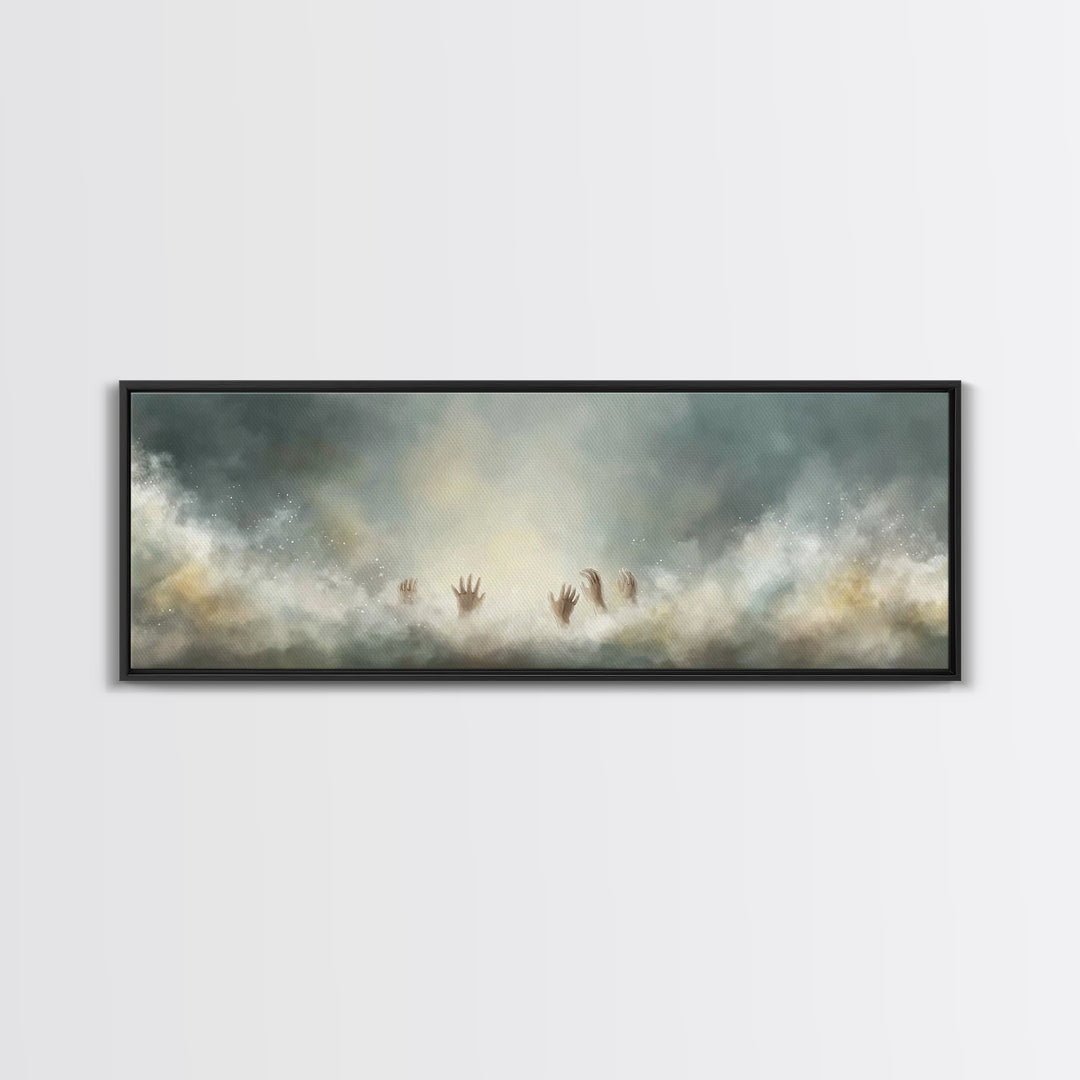 Heavenward Hands – Framed Canvas Print – Panoramic Frame – Christian Art – Christian Art Canvas – Christian Painting – Christian Christmas