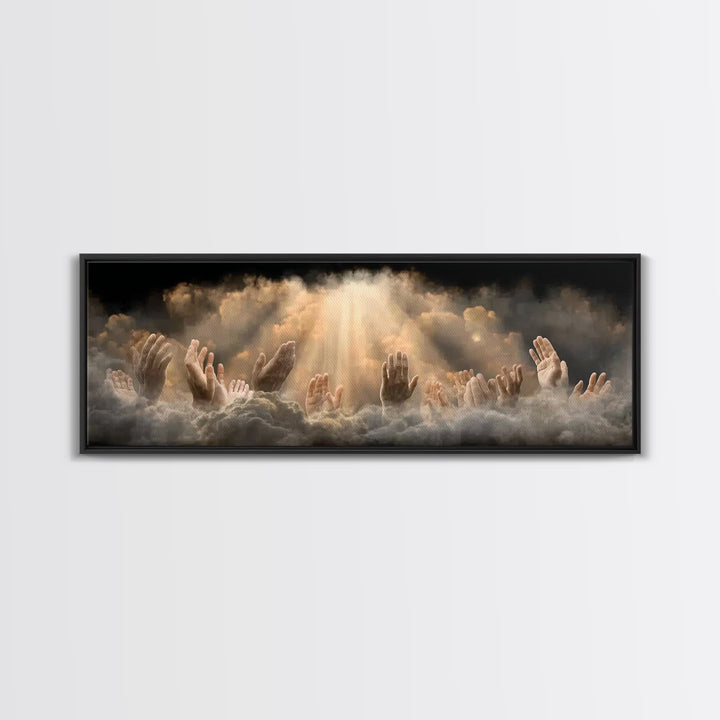Heavenward Praise – Framed Canvas Print – Christian Wall Art – Panoramic Art – Christian Art Canvas – Jesus Painting – Christian Decor