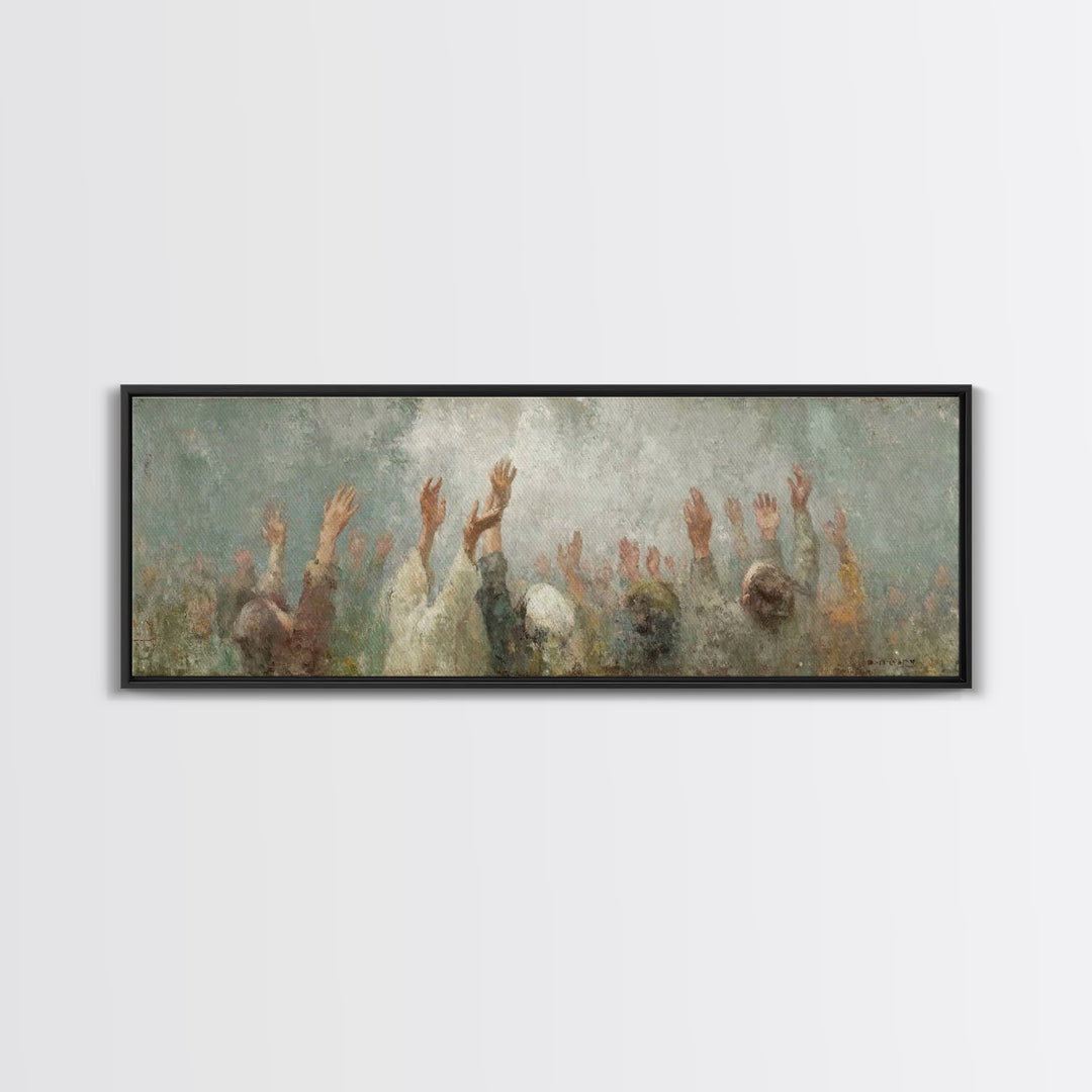 Cloudborne Worship - Framed Canvas Print - Christian Art Canvas - Panoramic Frame - Christian Painting - Christian Wall Art - Christian Gif