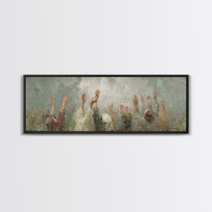 Cloudborne Worship - Framed Canvas Print - Christian Art Canvas - Panoramic Frame - Christian Painting - Christian Wall Art - Christian Gif