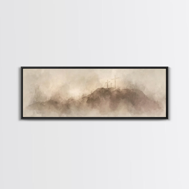 Hill Of Redemption – Framed Canvas Print – Christian Wall Art – Panoramic Painting – Christian Art Canvas – Christian Art – Christian Gift