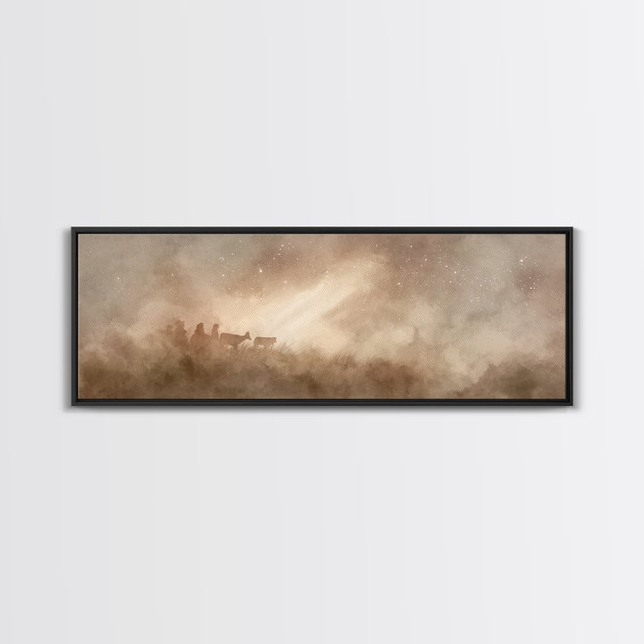 Guiding Light Path | Framed Canvas Print | Panoramic Art | Christian Art Canvas | Christmas Art | Christian Wall Art | Christian Christmas
