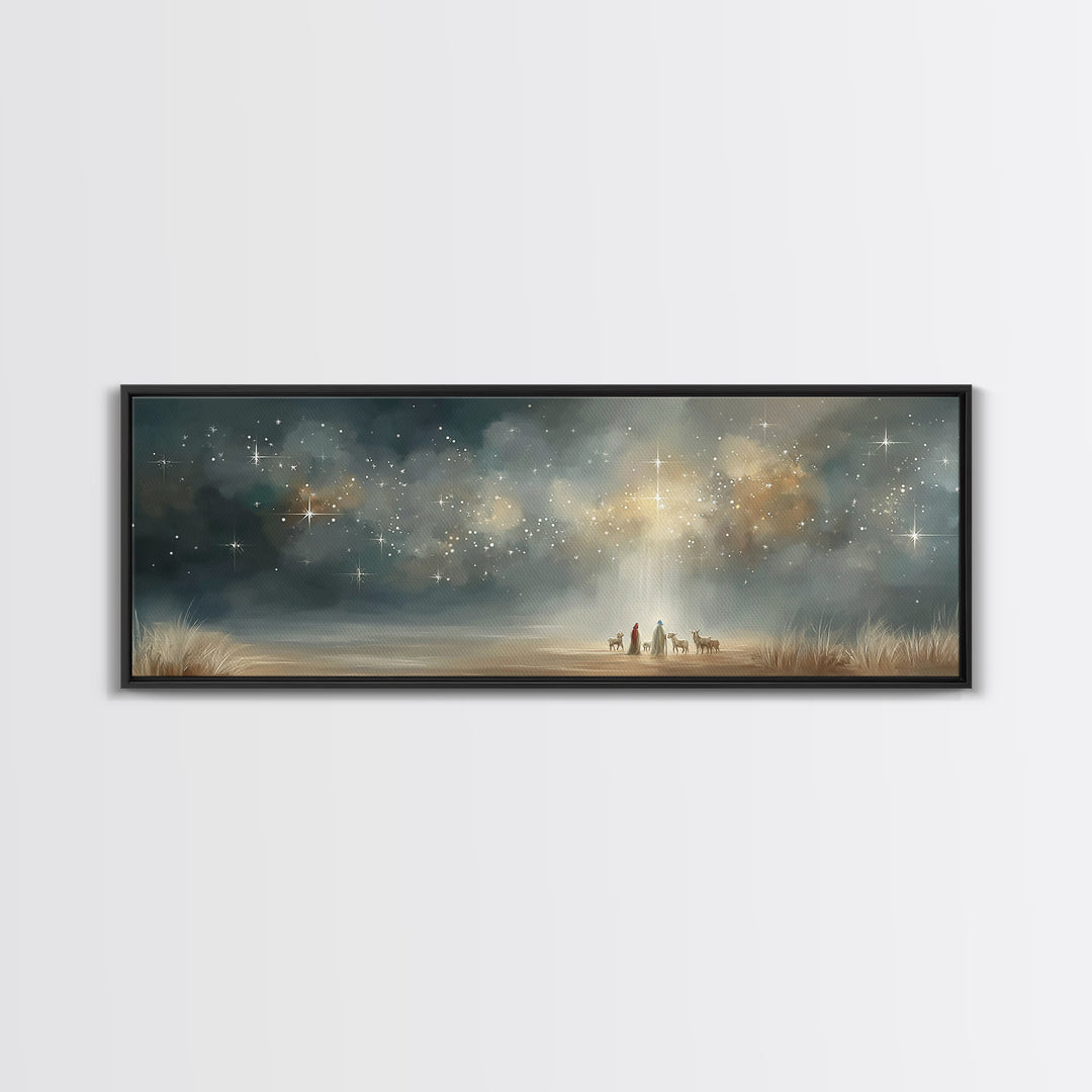 Starlit Calling – Framed Canvas Print – Panoramic Wall Art – Christian Art Canvas – Christmas Art – Christian Paintings – Christian Gift Id