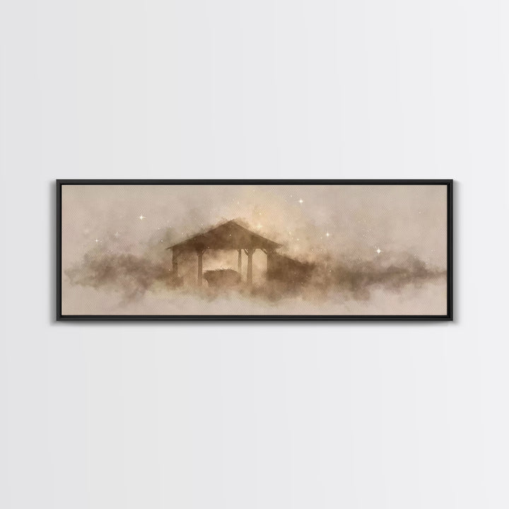 Heavenly Child Rest | Framed Canvas Print | Christian Christmas Art | Panoramic Painting | Christian Art Print | Jesus Painting