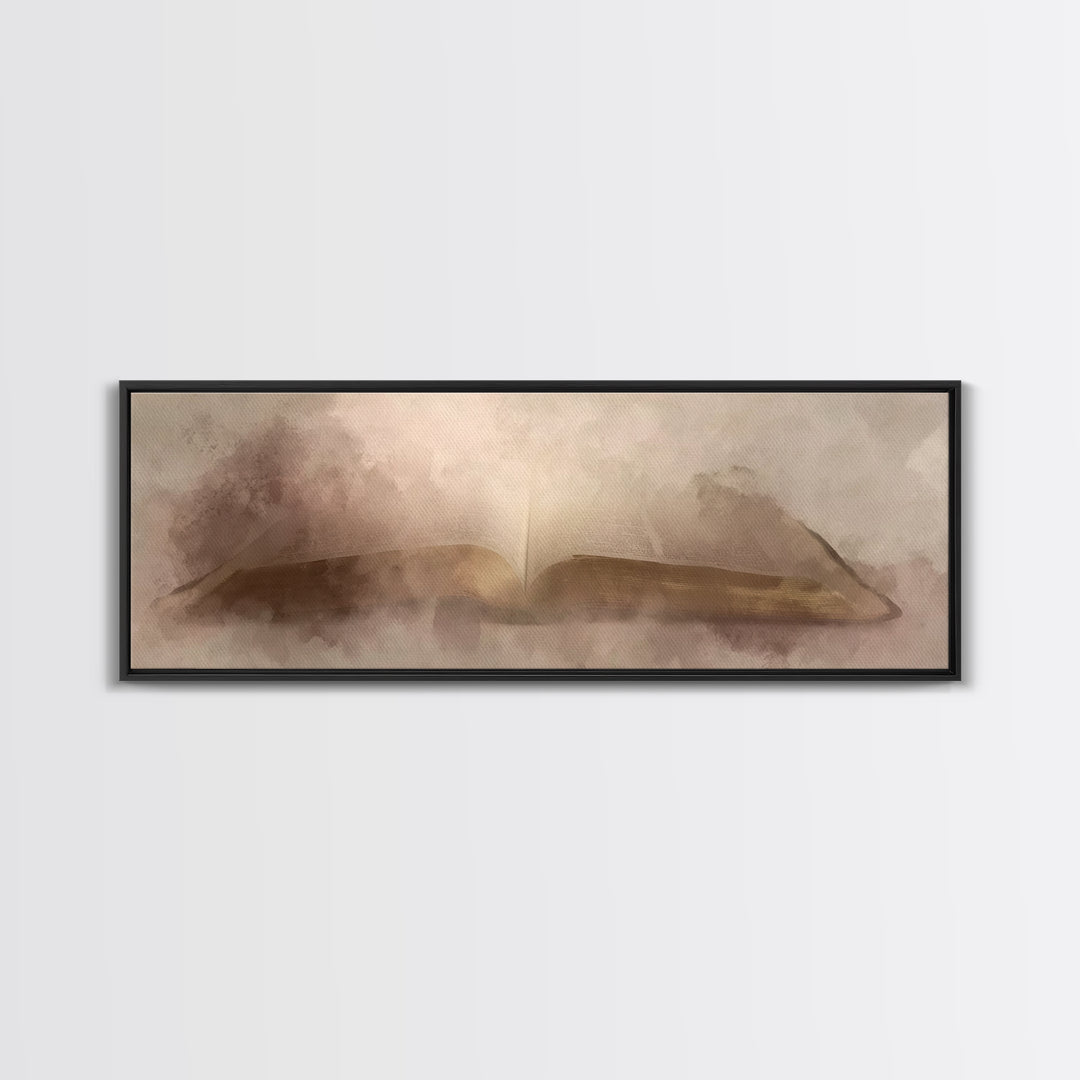 Living Word Glory, Framed Canvas Print, Panoramic Painting, Christian Art, Christian Art Canvas, Christian Wall Art, Christian Art Print