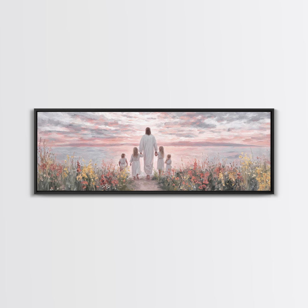 Sunrise Of Grace, Framed Canvas Print, Christian Art Canvas, Panoramic Frame, Jesus Painting, Christian Wall Art