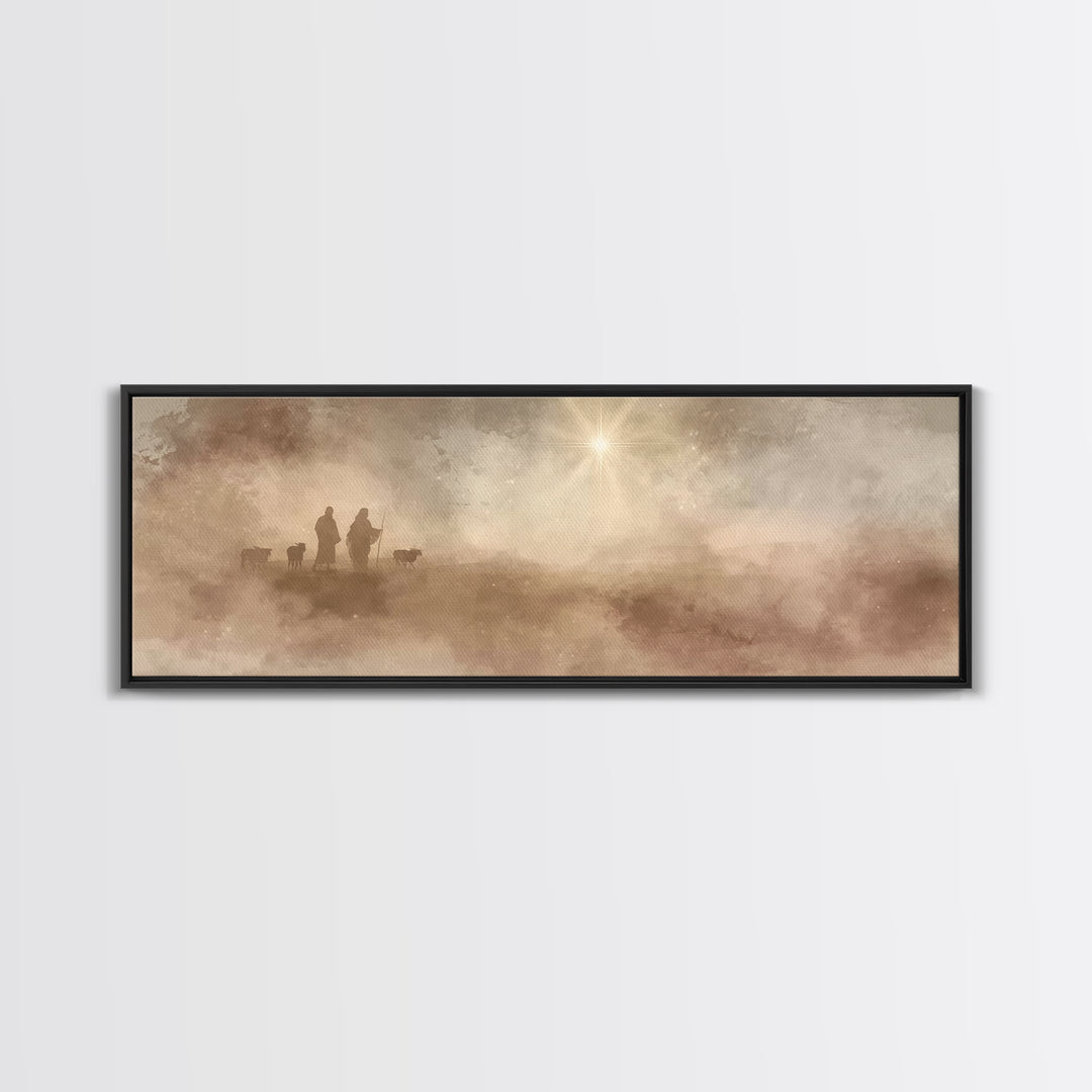 Desert Star Calling, Framed Canvas Print, Christian Art Canvas, Panoramic Painting, Christian Christmas Art, Christian Wall Art, Jesus Art