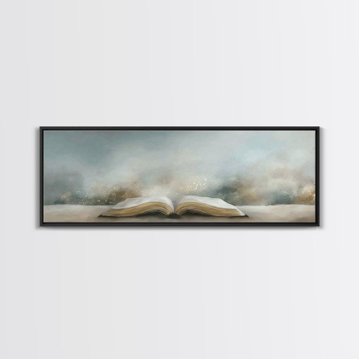 Bible Illumined – Framed Canvas Print – Panoramic Art – Christian Art Canvas – Christian Art – Christian Wall Art – Subtle Christian Art