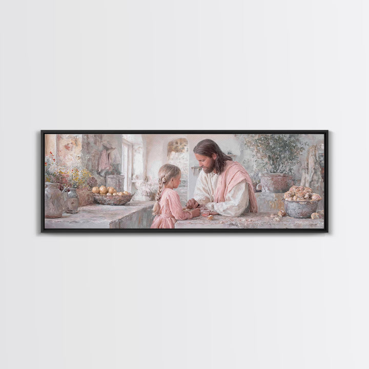 Bread Of Hope | Framed Canvas Print | Christian Art Canvas | Panoramic Wall Art | Christian Wall Art | Jesus Painting | Christian Decor | C
