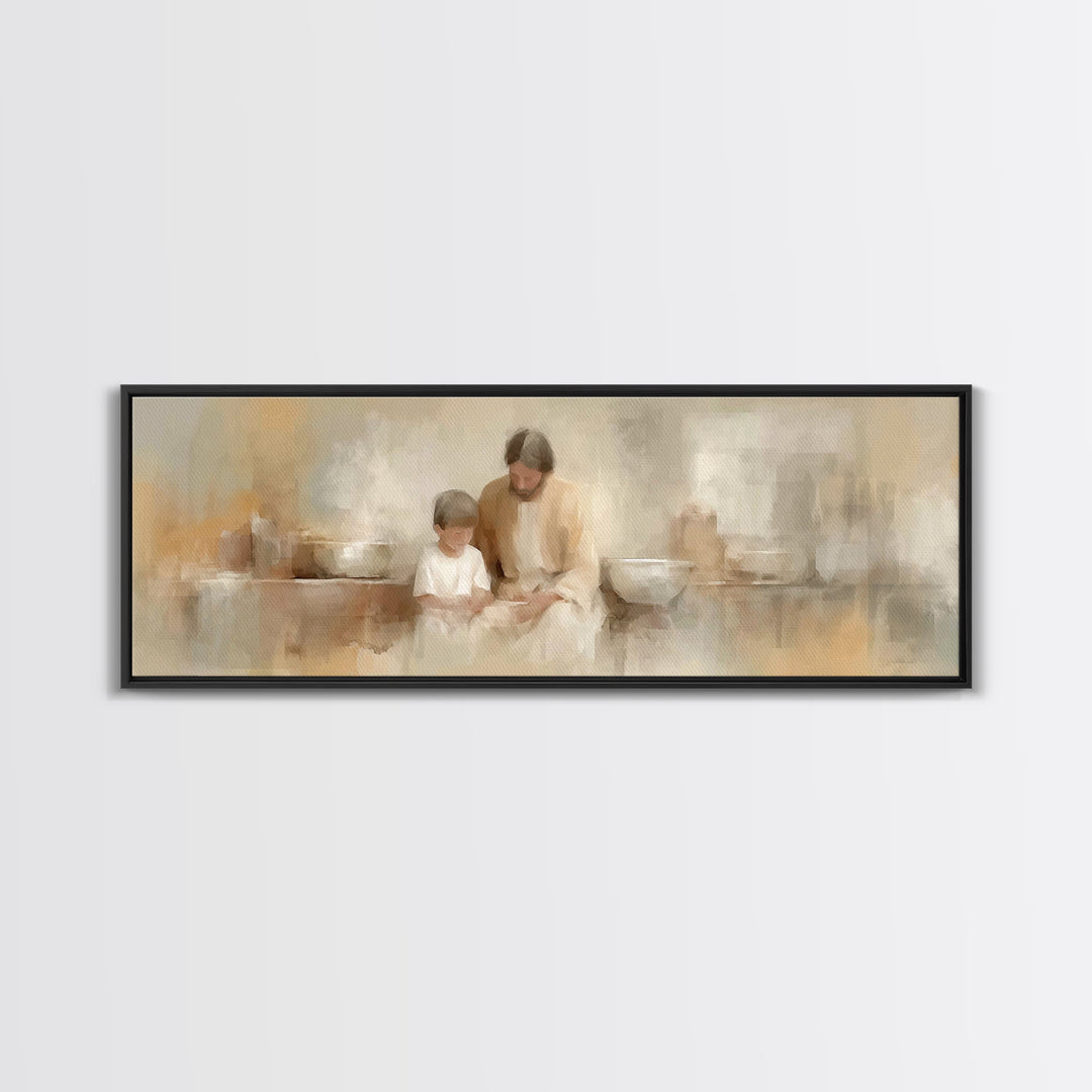 Guiding Lantern Path – Framed Canvas Print – Christian Wall Art – Panoramic Print – Christian Art Canvas – Christian Decor – Christmas Art