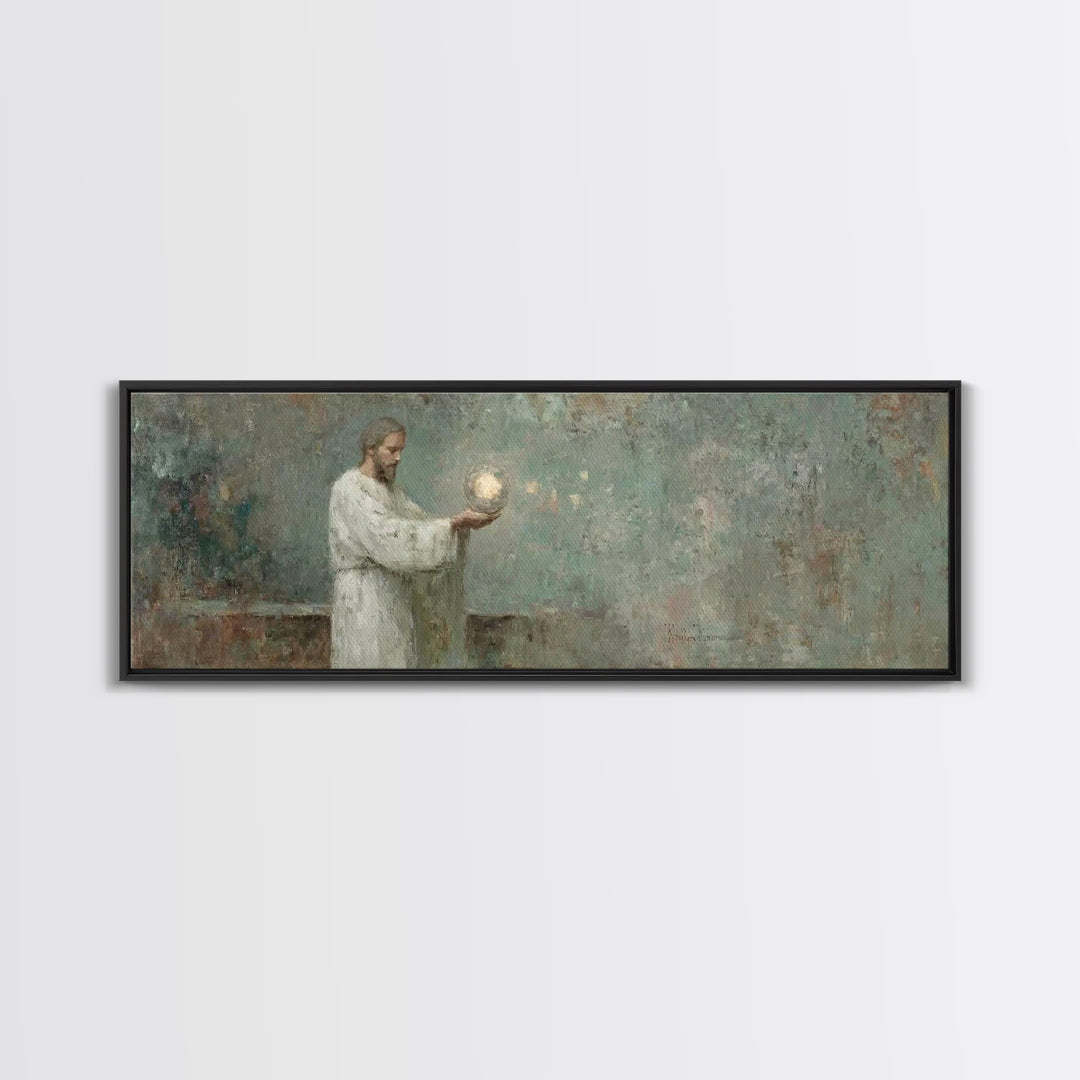 Lantern Of Grace | Framed Canvas Print | Christian Wall Art | Panoramic Frame | Christian Art Canvas | Christian Decor | Jesus Painting | C