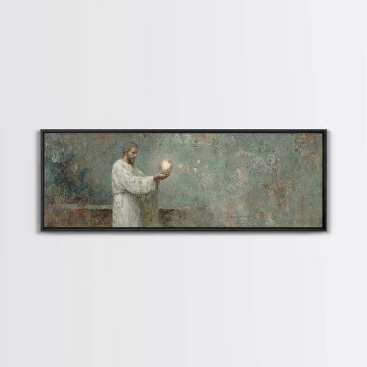 Lantern Of Grace | Framed Canvas Print | Christian Wall Art | Panoramic Frame | Christian Art Canvas | Christian Decor | Jesus Painting | C