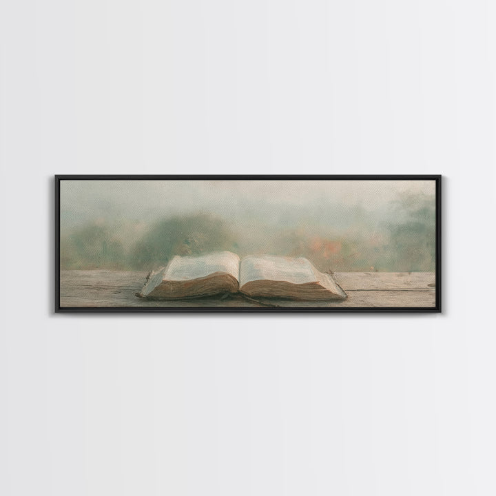 Quiet Morning Grace | Framed Canvas Print | Christian Art | Christian Wall Art | Panoramic Painting | Christian Canvas Art | Christmas Wall