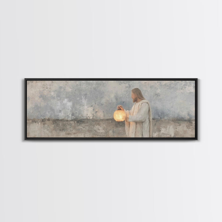 Radiant Night Walk – Framed Canvas Print – Christian Art Canvas – Panoramic Painting – Christian Wall Art – Christian Decor – Christmas Art
