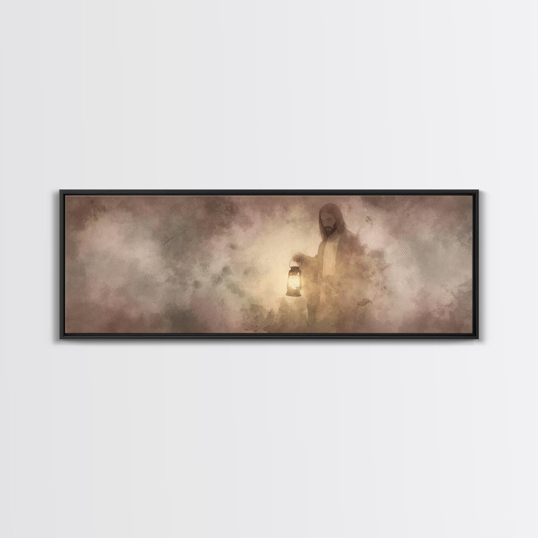 Guiding Night Hope | Framed Canvas Print | Panoramic Wall Art | Christian Art Canvas | Jesus Painting | Christian Decor | Christmas Art | C