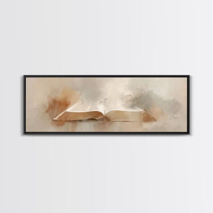 Misty Dawn Prayer, Framed Canvas Print, Christian Art Canvas, Christian Wall Art, Panoramic Print, Christian Painting, Christmas Art