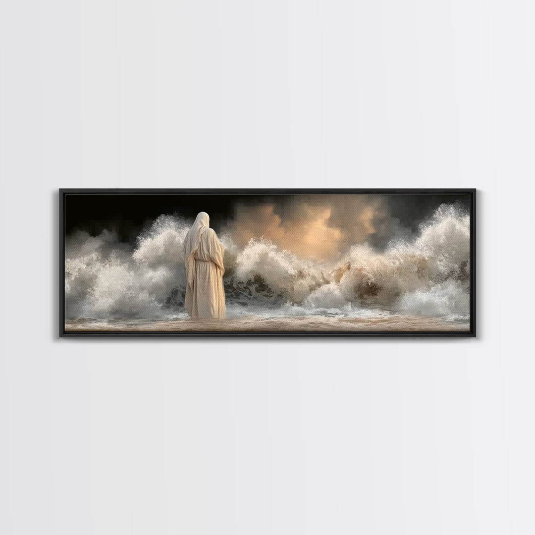 Calm Beyond Storm – Framed Canvas Print – Panoramic Painting – Christian Art – Jesus Painting – Christian Wall Art – Subtle Christian Art