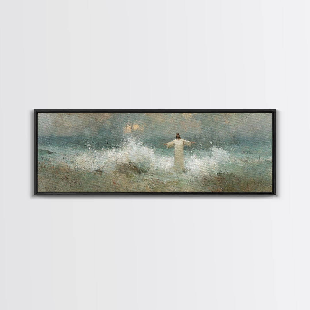 Heavenly Rising, Framed Canvas Print, Panoramic Painting, Christian Art Canvas, Jesus Painting, Christian Wall Art, Christmas Art Prints