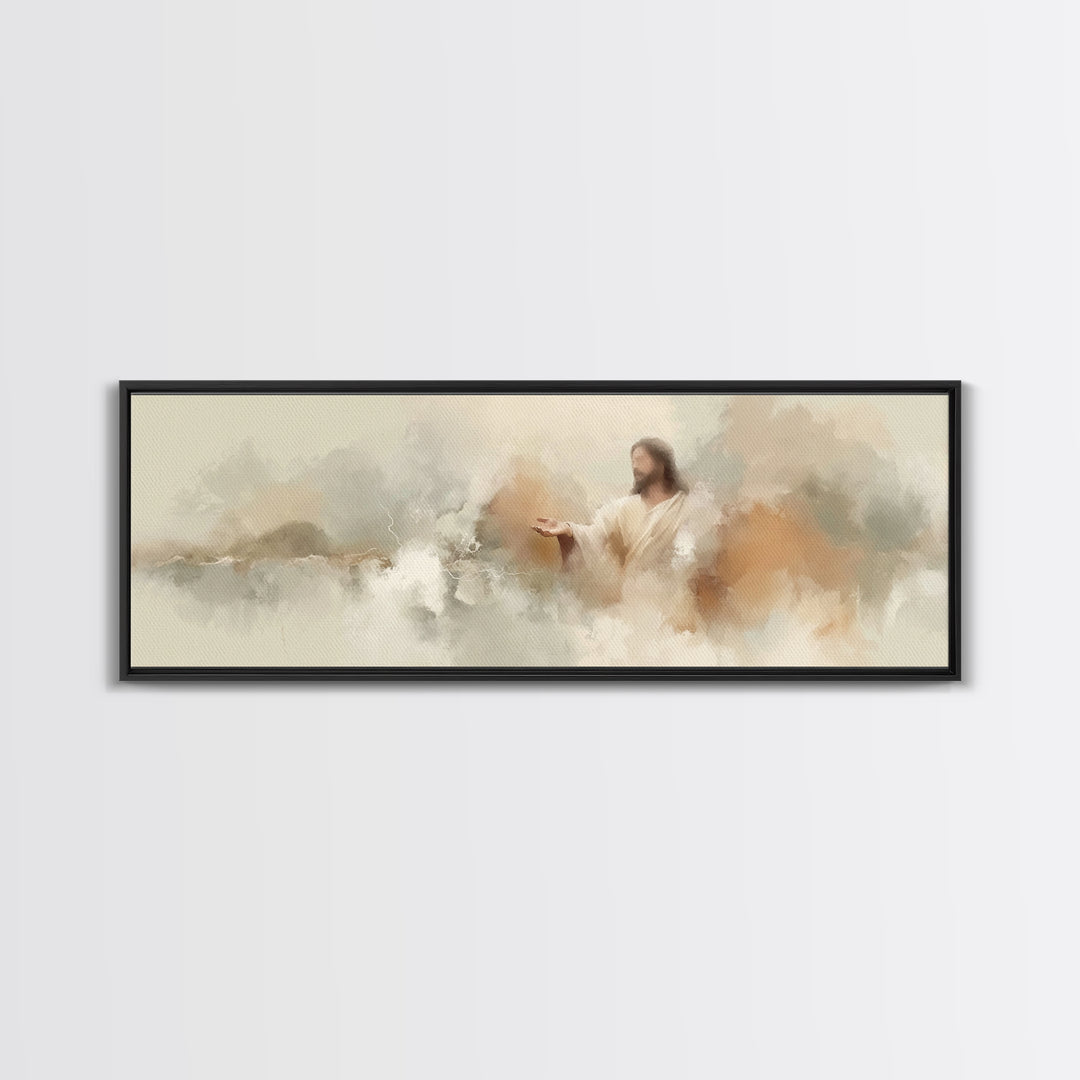 Sacred Invitation – Framed Canvas Print – Panoramic Print – Christian Art – Jesus Painting – Christian Wall Art – Unique Christian Art