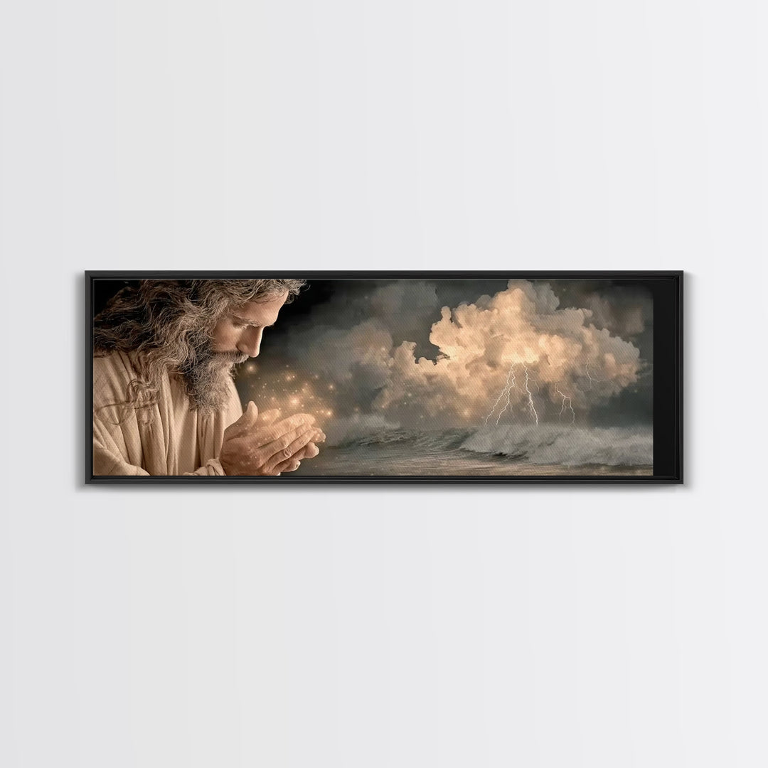 Sacred Dawn | Framed Canvas Print | Panoramic Wall Art | Christian Art | Jesus Painting | Christian Art Canvas | Christian Decor