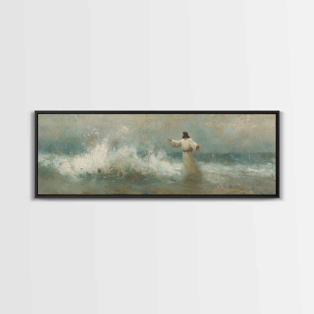 Holy Wonder, Framed Canvas Print, Panoramic Frame, Christian Wall Art, Jesus Painting, Christian Art Print, Christian Christmas Art