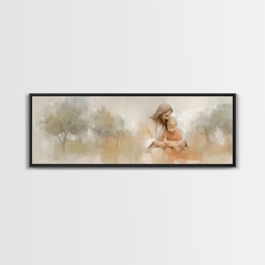 Gentle Teaching – Framed Canvas Print – Christian Wall Art – Christian Art Canvas – Panoramic Print – Jesus Painting – Christian Decor