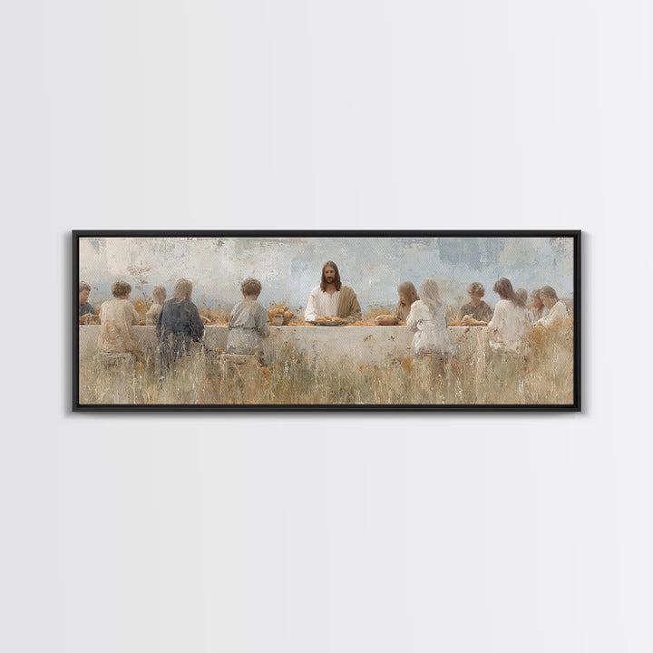 Table Of Grace | Framed Canvas Print | Christian Wall Art | Jesus Painting | Panoramic Painting | Christian Art Canvas | Christian Decor