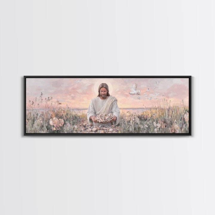 Morning Of Mercy, Framed Canvas Print, Christian Art, Jesus Painting, Panoramic Print, Christian Wall Art, Christian Art Canvas