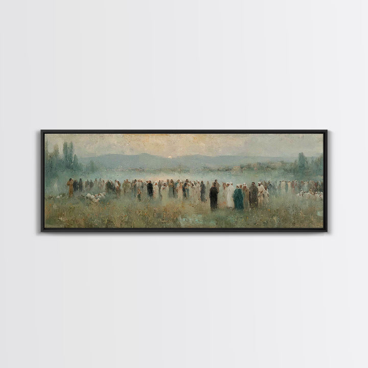 Crowd Of Hope – Framed Canvas Print – Christian Wall Art – Panoramic Painting – Christian Art Canvas – Christian Art – Jesus Painting