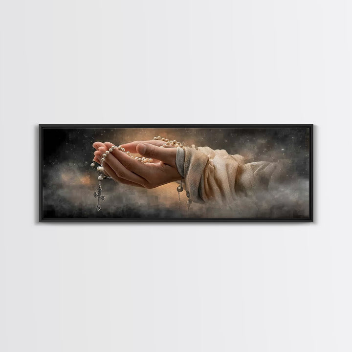 Graceful Prayer Bloom – Framed Canvas Print – Christian Art – Christian Wall Art – Panoramic Print – Christian Painting – Christmas Wall Ar