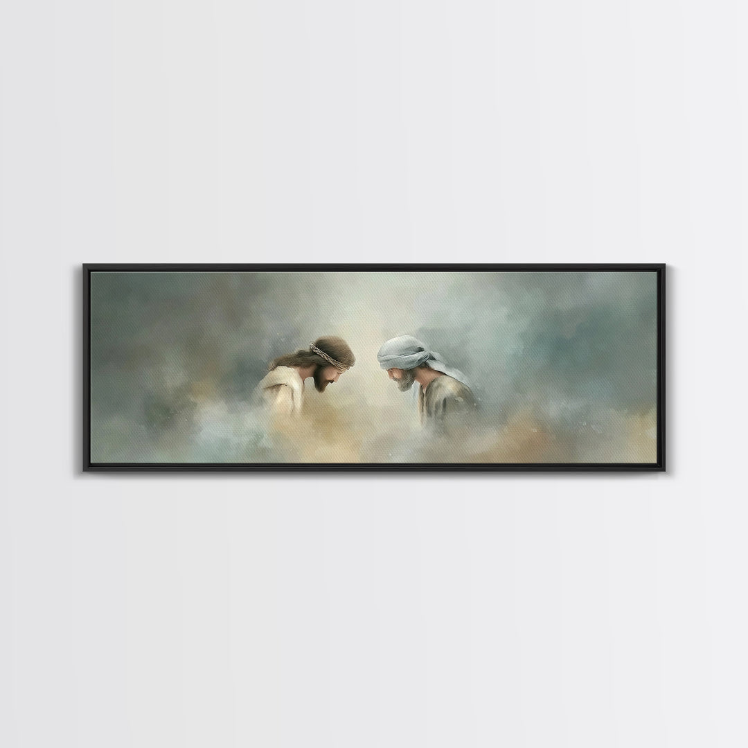 Humble Devotion – Framed Canvas Print – Panoramic Art – Christian Wall Art – Jesus Painting – Christian Art Canvas – Christian Gift
