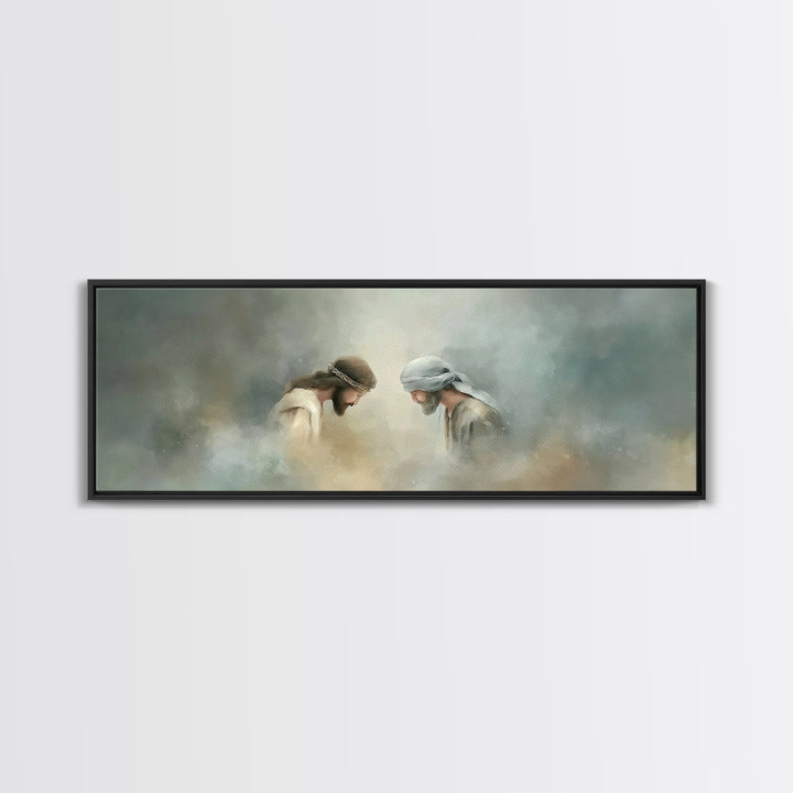 Humble Devotion – Framed Canvas Print – Panoramic Art – Christian Wall Art – Jesus Painting – Christian Art Canvas – Christian Gift