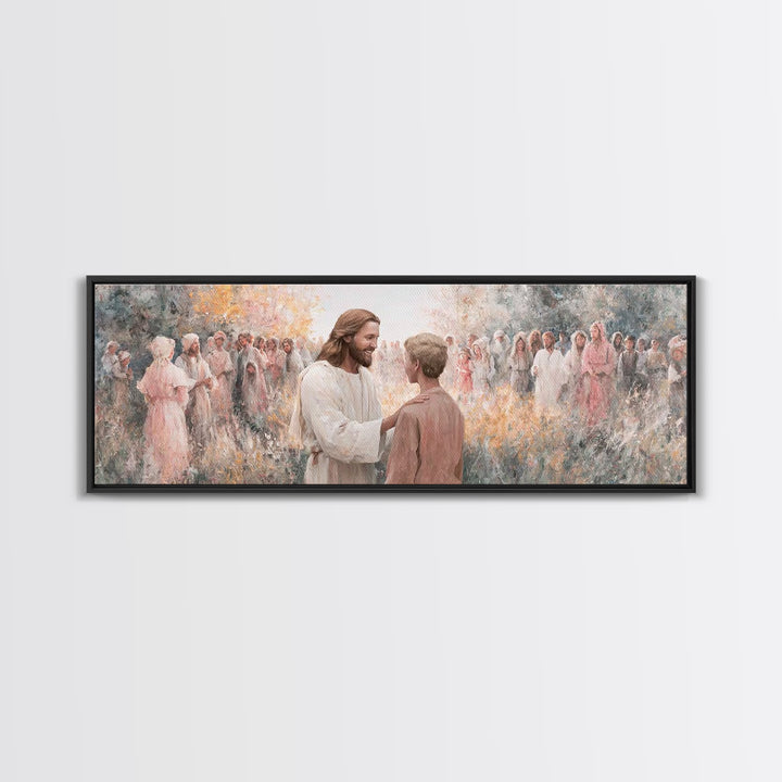 Fields Of Mercy – Framed Canvas Print – Christian Wall Art – Jesus Painting – Panoramic Art – Christian Art Canvas – Christian Decor